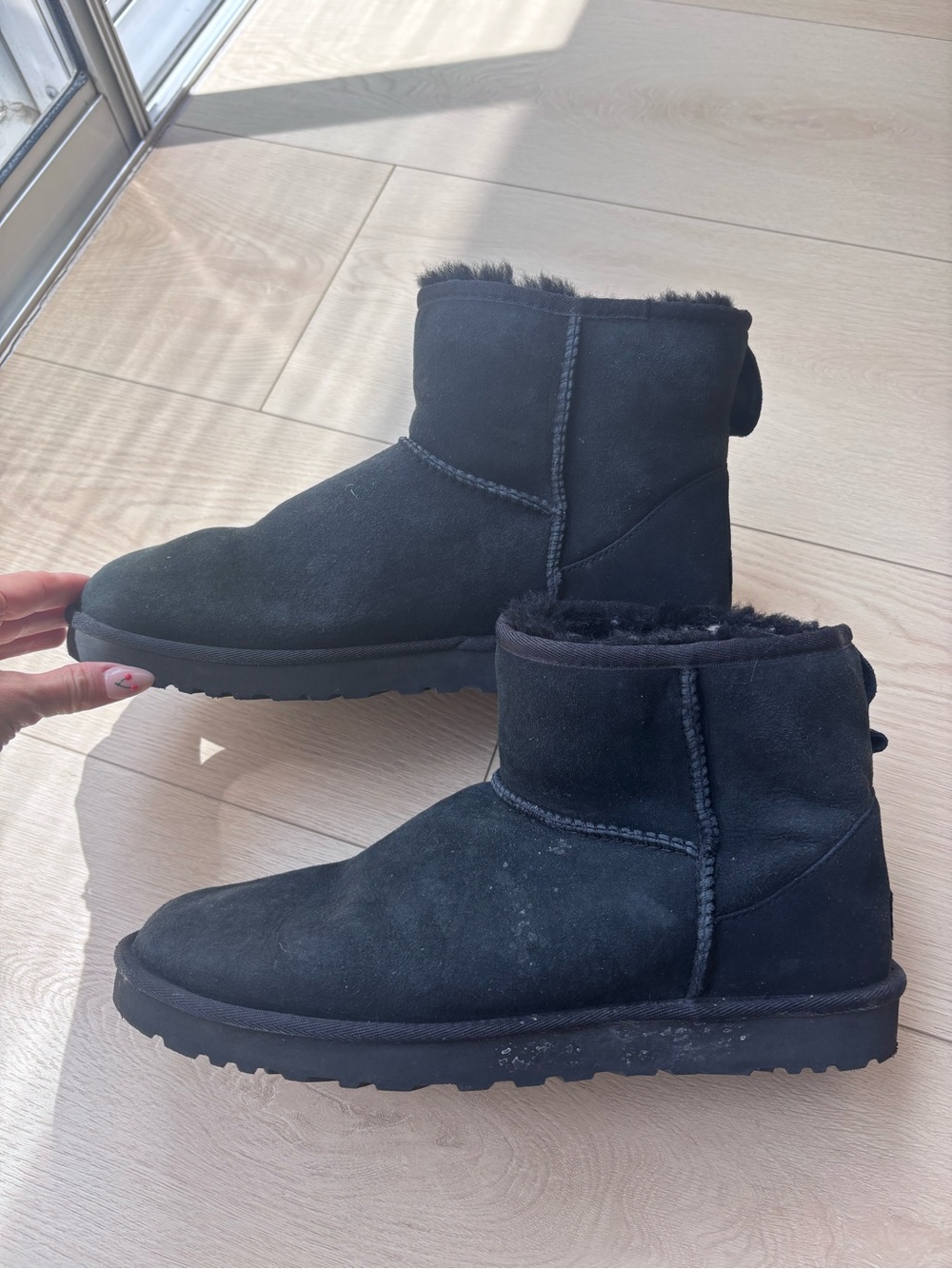 UGG Men's Short Black Suede Shearling Boots